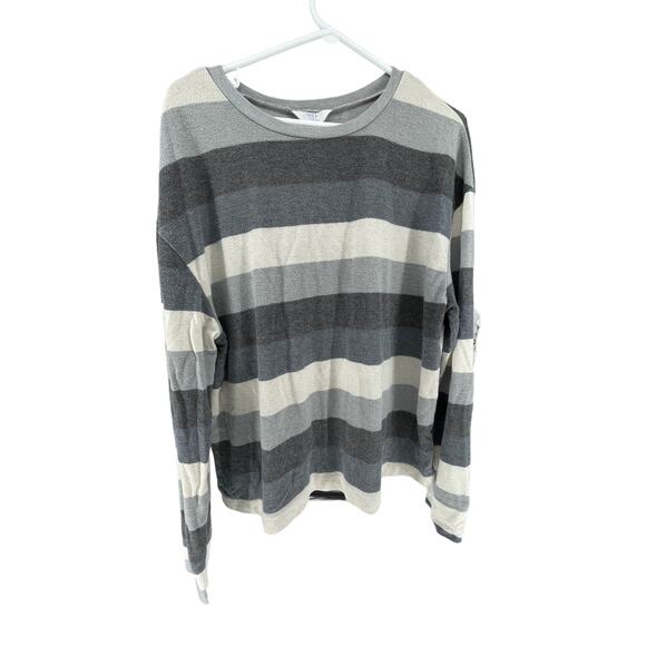 Time & Tru Multi-Tone Gray Striped Pullover Sweater Women's Size Large 12-14 - Picture 2 of 8